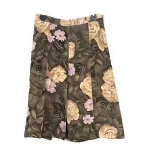 Talbots Collection 100% Silk Vintage Skirt 8 Dark Academia Flowy Floral Roses